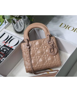 Replica Dior M0505 Mini Dior Lady Bag Nude Cannage Calfskin with Diamond Motif