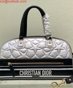 Replica Dior M6202 Medium Dior Vibe Zip Bowling Bag Black and Silver Smooth Calfskin 2