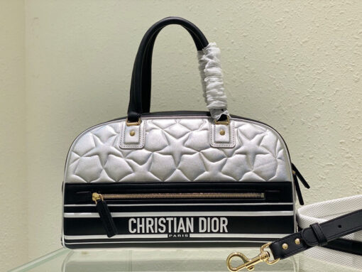 Replica Dior M6202 Medium Dior Vibe Zip Bowling Bag Black and Silver Smooth Calfskin 2