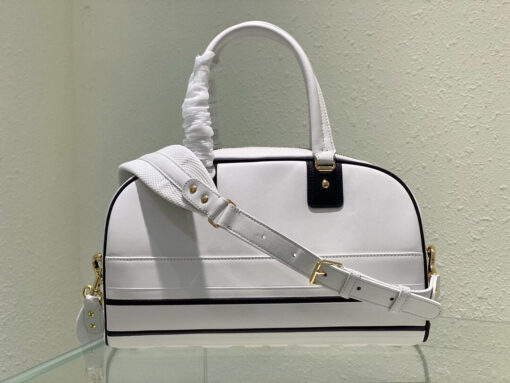 Replica Dior M6202 Medium Dior Vibe Zip Bowling Bag White Smooth Calfskin 4