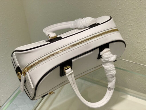 Replica Dior M6202 Medium Dior Vibe Zip Bowling Bag White Smooth Calfskin 6