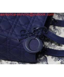 Replica Dior M0565 Medium Lady Dior Cannage Calfskin Bag Navy Blue 2