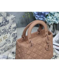 Replica Dior M0565 Medium Lady Dior Cannage Calfskin Bag Tan