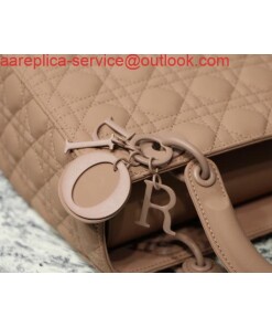 Replica Dior M0565 Medium Lady Dior Cannage Calfskin Bag Tan 2