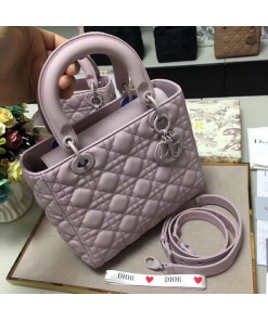 Replica Dior M0565 Medium Lady Dior Cannage Calfskin Bag Pink