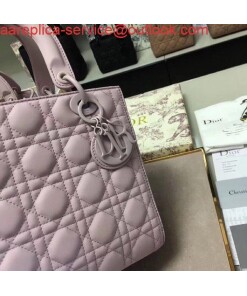 Replica Dior M0565 Medium Lady Dior Cannage Calfskin Bag Pink 2