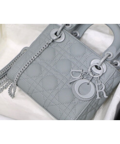Replica Dior M0505 Mini Dior Lady Bag Gray Cannage Lambskin
