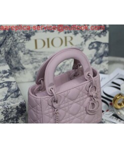 Replica Dior M0505 Mini Dior Lady Bag Pink Cannage Lambskin 2