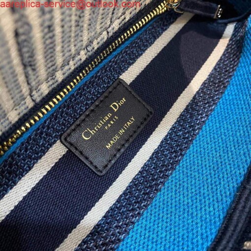 Replica Dior M0565 Medium Lady D-lite Embroidery Bag Blue 8