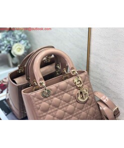Replica Dior M0565 Medium Lady Dior Patent Cannage Calfskin Bag Light Pink 2