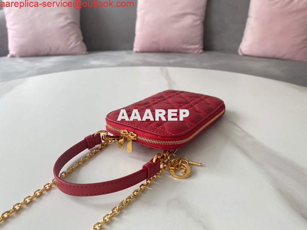 Replica Dior S0872 Lady Dior Phone Holder Cannage Lambskin Red 3 Replica Dior S0872 Lady Dior Phone Holder Cannage Lambskin Red 3