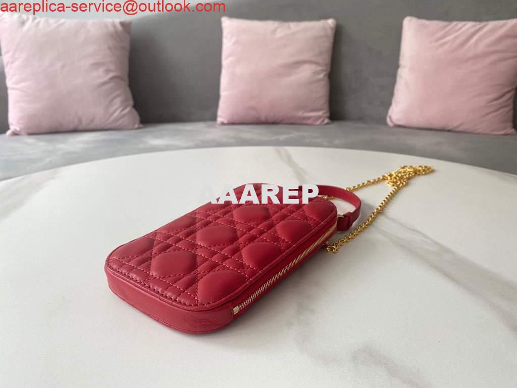 Replica Dior S0872 Lady Dior Phone Holder Cannage Lambskin Red 4 Replica Dior S0872 Lady Dior Phone Holder Cannage Lambskin Red 4