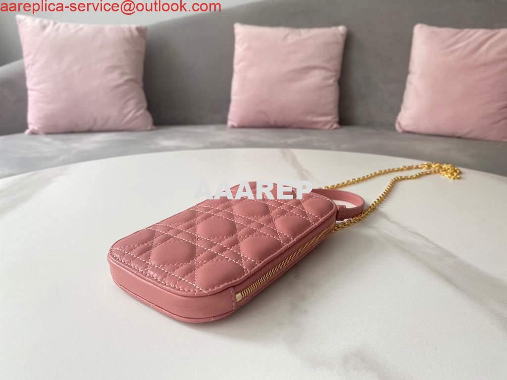 Replica Dior S0872 Lady Dior Phone Holder Cannage Lambskin Pink 6 Replica Dior S0872 Lady Dior Phone Holder Cannage Lambskin Pink 6