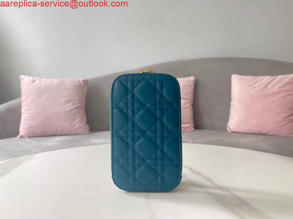 Replica Dior S0872 Lady Dior Phone Holder Cannage Lambskin Blue Replica Dior S0872 Lady Dior Phone Holder Cannage Lambskin Blue