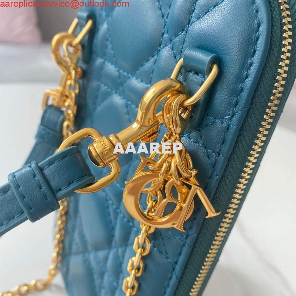 Replica Dior S0872 Lady Dior Phone Holder Cannage Lambskin Blue 4 Replica Dior S0872 Lady Dior Phone Holder Cannage Lambskin Blue 4