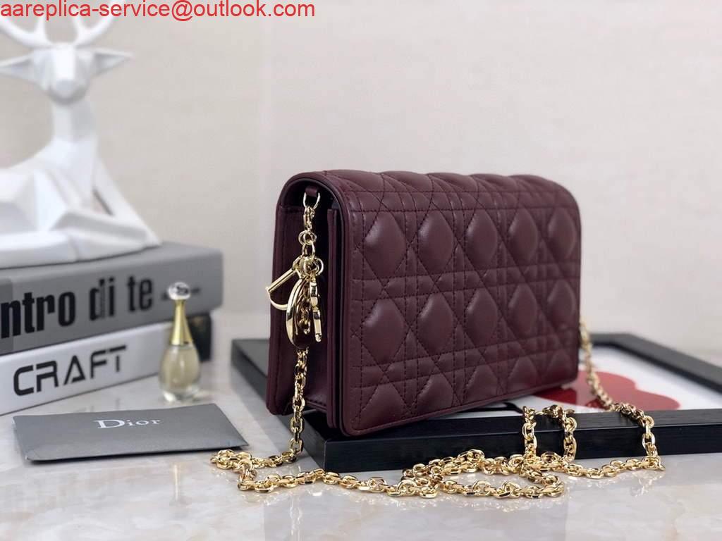 Replica Dior S0204 Lady Dior Pouch Ultramatte Cannage Calfskin Wine red Replica Dior S0204 Lady Dior Pouch Ultramatte Cannage Calfskin Wine red