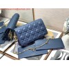 Replica Dior S0204 Lady Dior Pouch Ultramatte Cannage Calfskin Blue