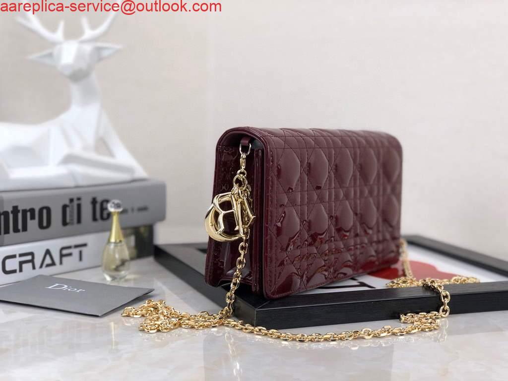 Replica Dior S0204 Lady Dior Pouch Patent Cannage Calfskin Wine Red Replica Dior S0204 Lady Dior Pouch Patent Cannage Calfskin Wine Red