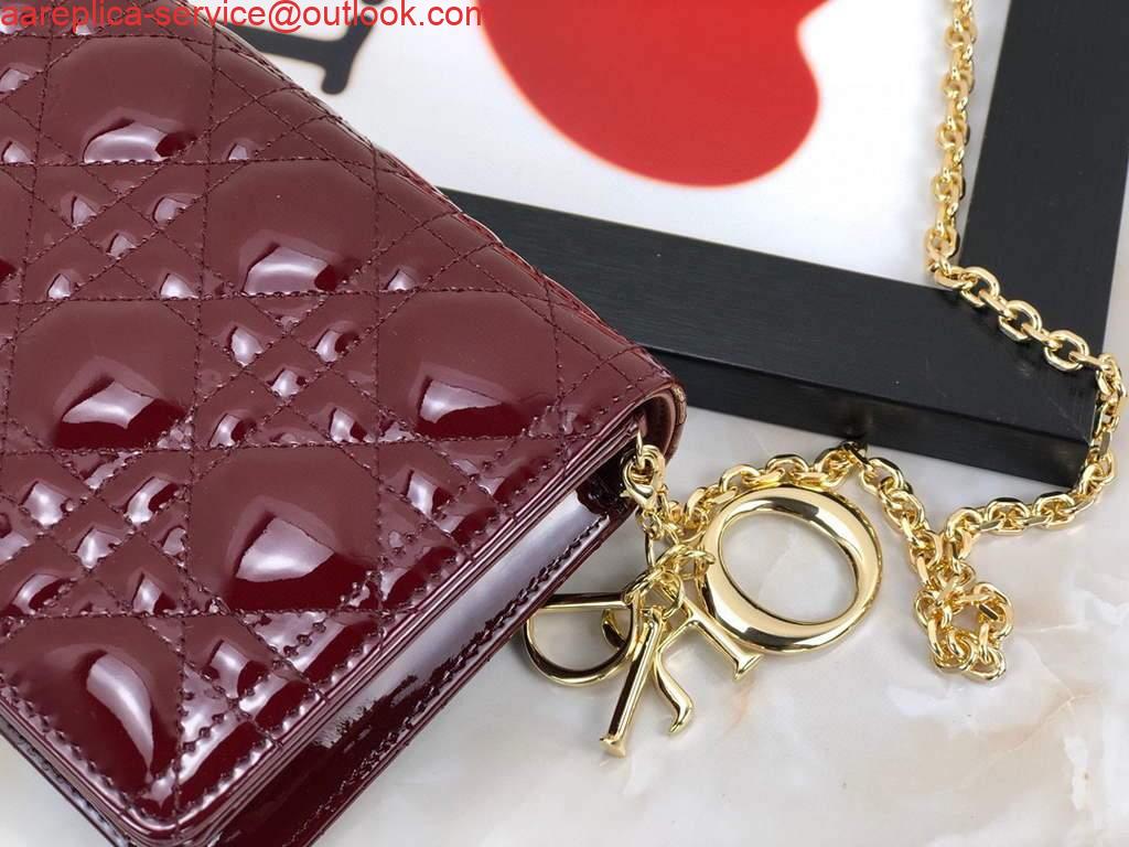 Replica Dior S0204 Lady Dior Pouch Patent Cannage Calfskin Wine Red 3 Replica Dior S0204 Lady Dior Pouch Patent Cannage Calfskin Wine Red 3