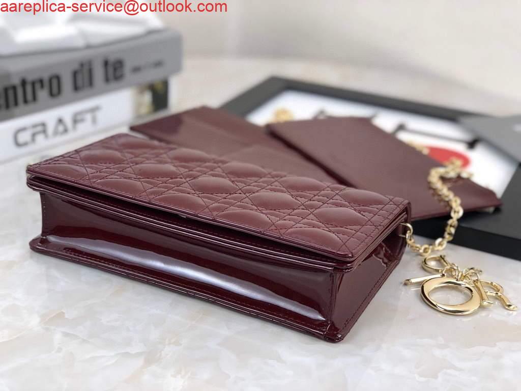 Replica Dior S0204 Lady Dior Pouch Patent Cannage Calfskin Wine Red 5 Replica Dior S0204 Lady Dior Pouch Patent Cannage Calfskin Wine Red 5