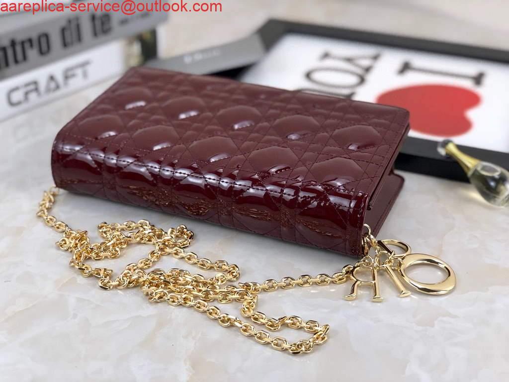 Replica Dior S0204 Lady Dior Pouch Patent Cannage Calfskin Wine Red 6 Replica Dior S0204 Lady Dior Pouch Patent Cannage Calfskin Wine Red 6