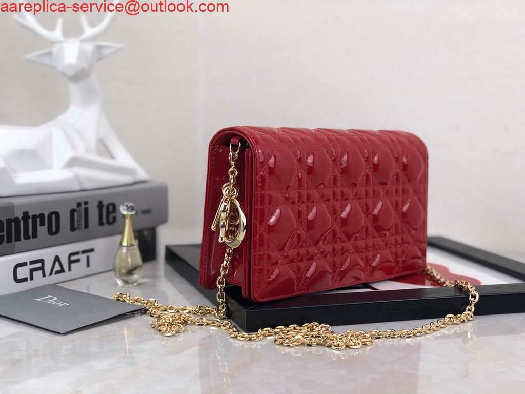 Replica Dior S0204 Lady Dior Pouch Patent Cannage Calfskin Red Replica Dior S0204 Lady Dior Pouch Patent Cannage Calfskin Red
