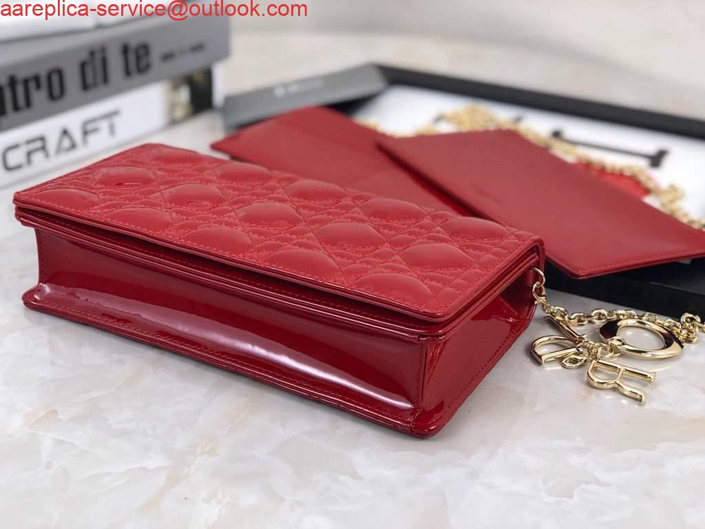 Replica Dior S0204 Lady Dior Pouch Patent Cannage Calfskin Red 3 Replica Dior S0204 Lady Dior Pouch Patent Cannage Calfskin Red 3