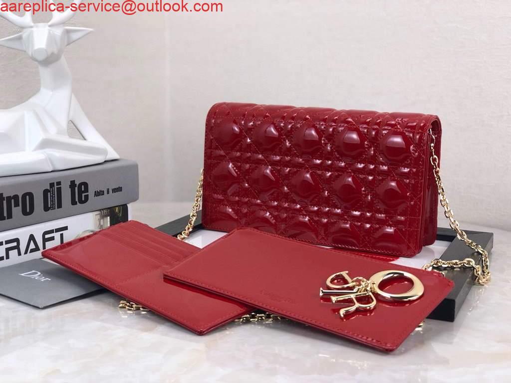 Replica Dior S0204 Lady Dior Pouch Patent Cannage Calfskin Red 4 Replica Dior S0204 Lady Dior Pouch Patent Cannage Calfskin Red 4
