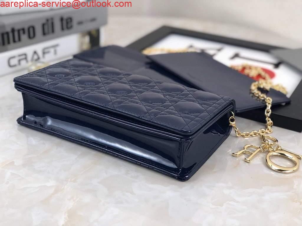 Replica Dior S0204 Lady Dior Pouch Patent Cannage Calfskin Navy Blue 2 Replica Dior S0204 Lady Dior Pouch Patent Cannage Calfskin Navy Blue 2