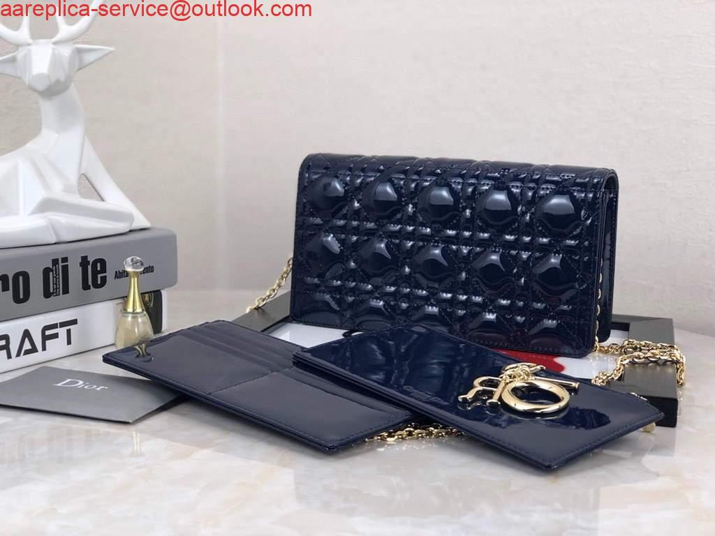 Replica Dior S0204 Lady Dior Pouch Patent Cannage Calfskin Navy Blue 4 Replica Dior S0204 Lady Dior Pouch Patent Cannage Calfskin Navy Blue 4