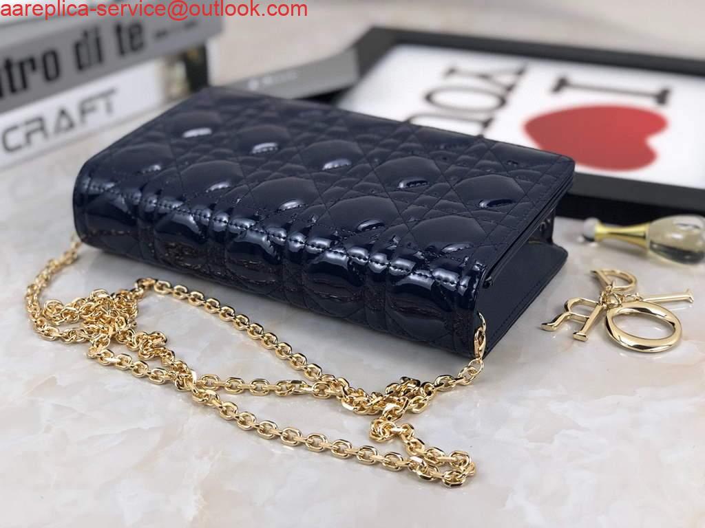 Replica Dior S0204 Lady Dior Pouch Patent Cannage Calfskin Navy Blue 5 Replica Dior S0204 Lady Dior Pouch Patent Cannage Calfskin Navy Blue 5