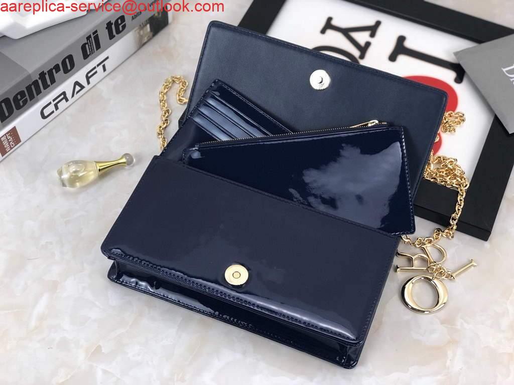 Replica Dior S0204 Lady Dior Pouch Patent Cannage Calfskin Navy Blue 7 Replica Dior S0204 Lady Dior Pouch Patent Cannage Calfskin Navy Blue 7