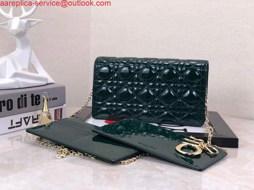 Replica Dior S0204 Lady Dior Pouch Patent Cannage Calfskin Dark green 2 Replica Dior S0204 Lady Dior Pouch Patent Cannage Calfskin Dark green 2