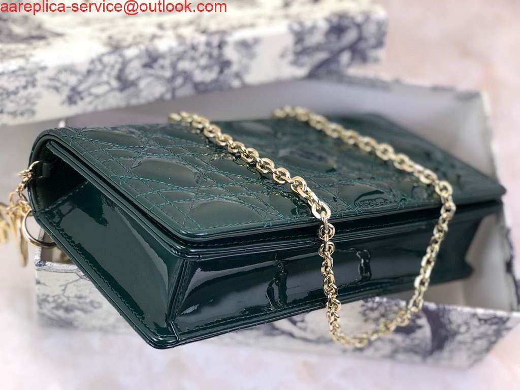 Replica Dior S0204 Lady Dior Pouch Patent Cannage Calfskin Dark green 3 Replica Dior S0204 Lady Dior Pouch Patent Cannage Calfskin Dark green 3