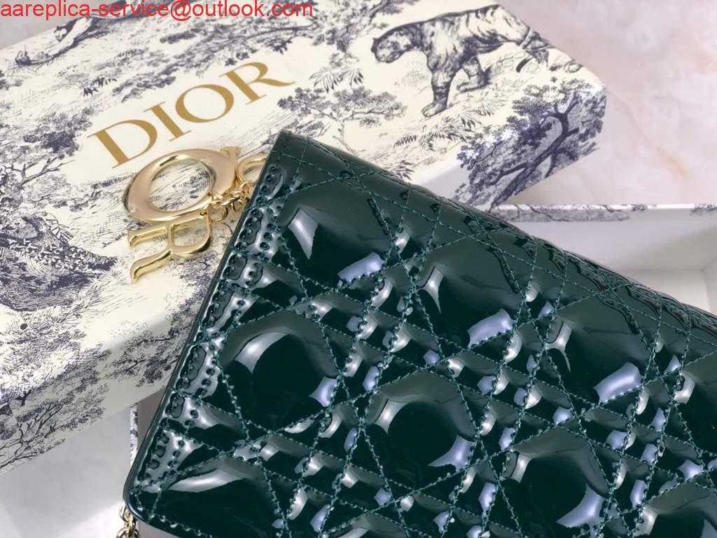 Replica Dior S0204 Lady Dior Pouch Patent Cannage Calfskin Dark green 5 Replica Dior S0204 Lady Dior Pouch Patent Cannage Calfskin Dark green 5