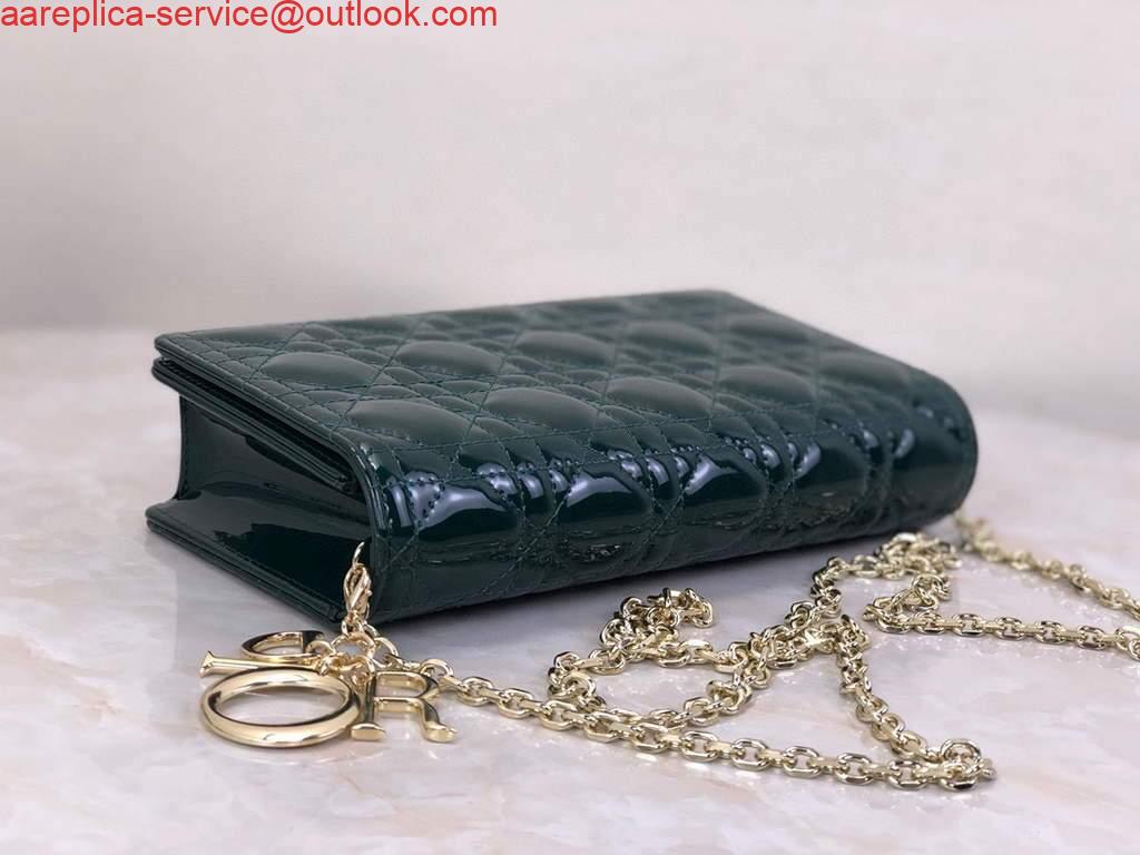 Replica Dior S0204 Lady Dior Pouch Patent Cannage Calfskin Dark green 6 Replica Dior S0204 Lady Dior Pouch Patent Cannage Calfskin Dark green 6