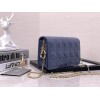 Replica Dior S0204 Lady Dior Pouch Patent Cannage Calfskin Blue