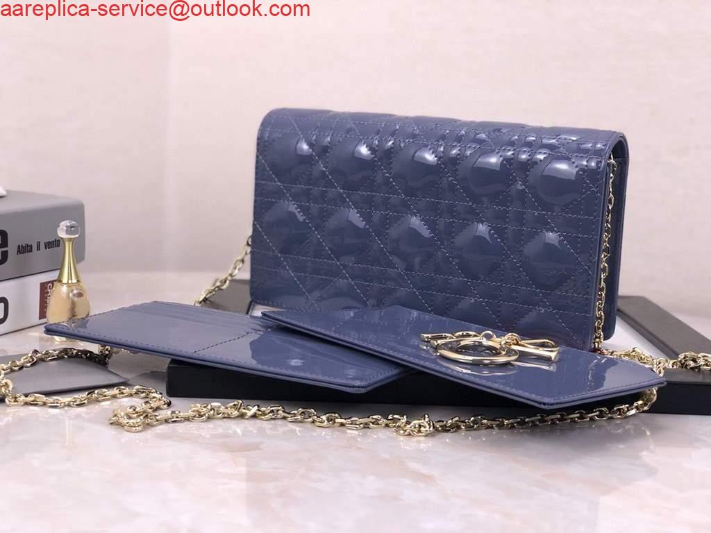 Replica Dior S0204 Lady Dior Pouch Patent Cannage Calfskin Blue 2 Replica Dior S0204 Lady Dior Pouch Patent Cannage Calfskin Blue 2