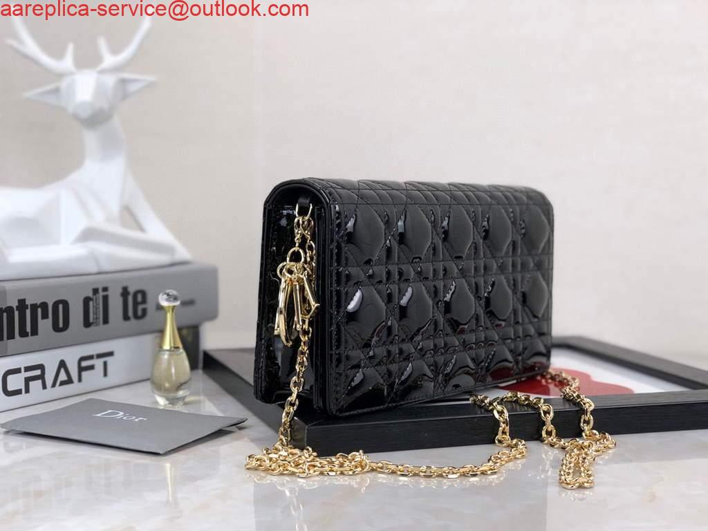 Replica Dior S0204 Lady Dior Pouch Patent Cannage Calfskin Black Replica Dior S0204 Lady Dior Pouch Patent Cannage Calfskin Black