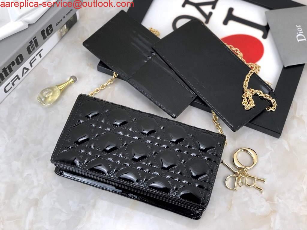 Replica Dior S0204 Lady Dior Pouch Patent Cannage Calfskin Black 2 Replica Dior S0204 Lady Dior Pouch Patent Cannage Calfskin Black 2
