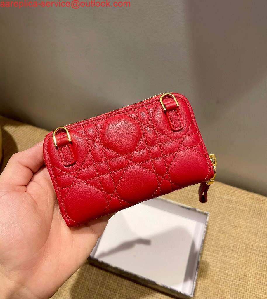 Replica Dior Caro Mini zipper clutch 5087 Red 2 Replica Dior Caro Mini zipper clutch 5087 Red 2