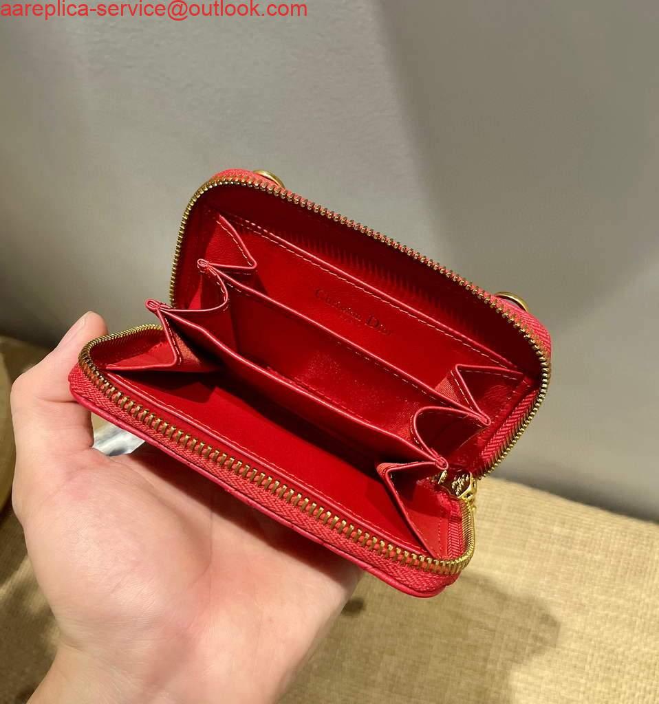 Replica Dior Caro Mini zipper clutch 5087 Red 3 Replica Dior Caro Mini zipper clutch 5087 Red 3