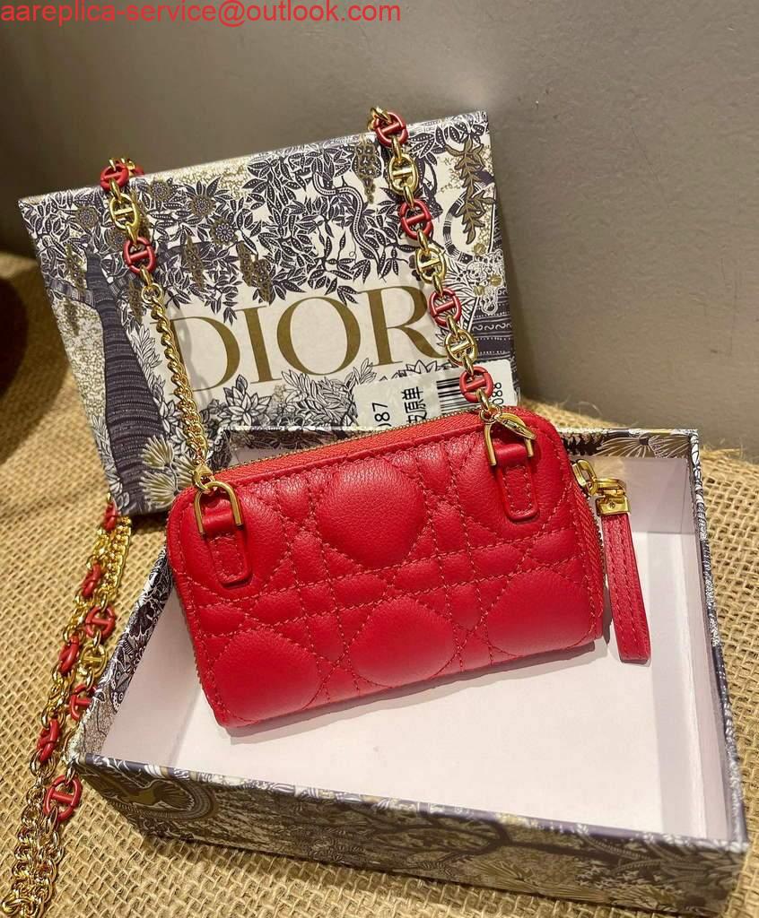 Replica Dior Caro Mini zipper clutch 5087 Red 5 Replica Dior Caro Mini zipper clutch 5087 Red 5