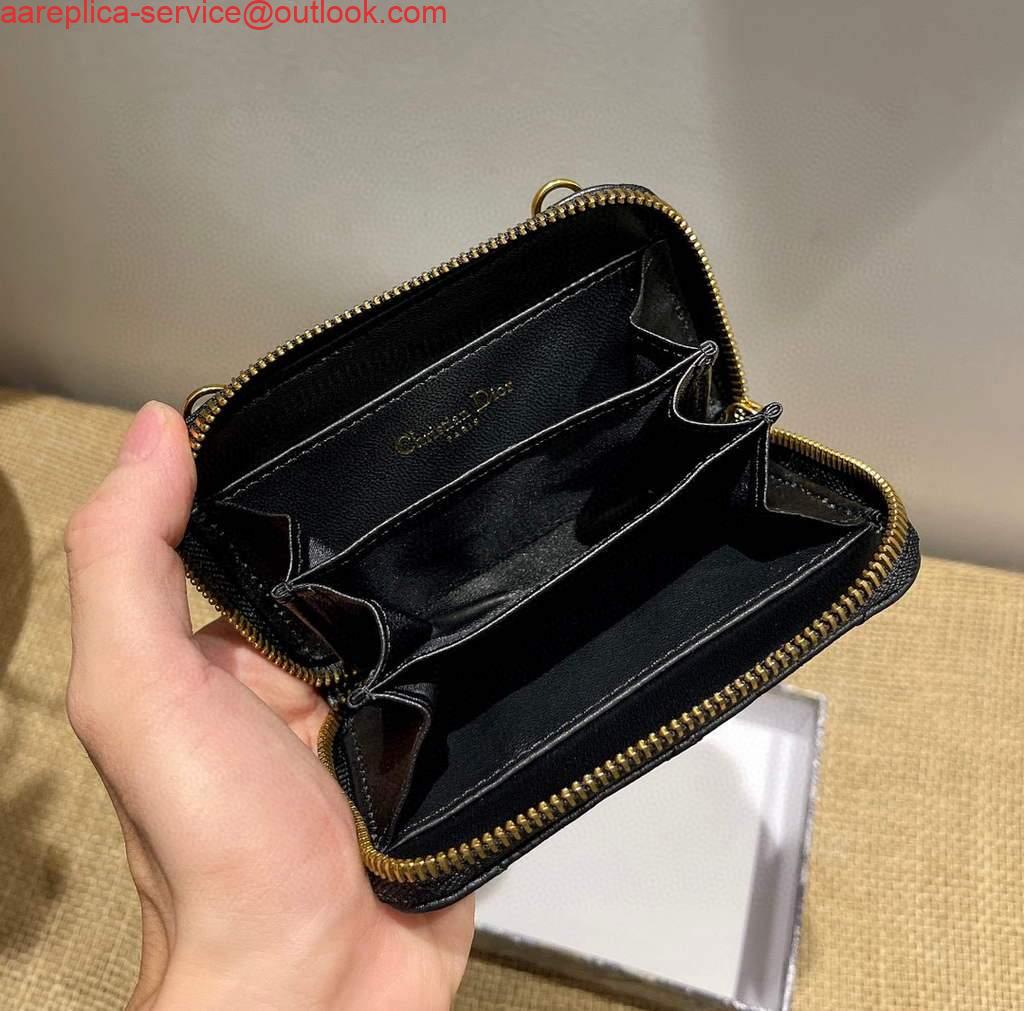Replica Dior Caro Mini zipper clutch 5087 Black 3 Replica Dior Caro Mini zipper clutch 5087 Black 3