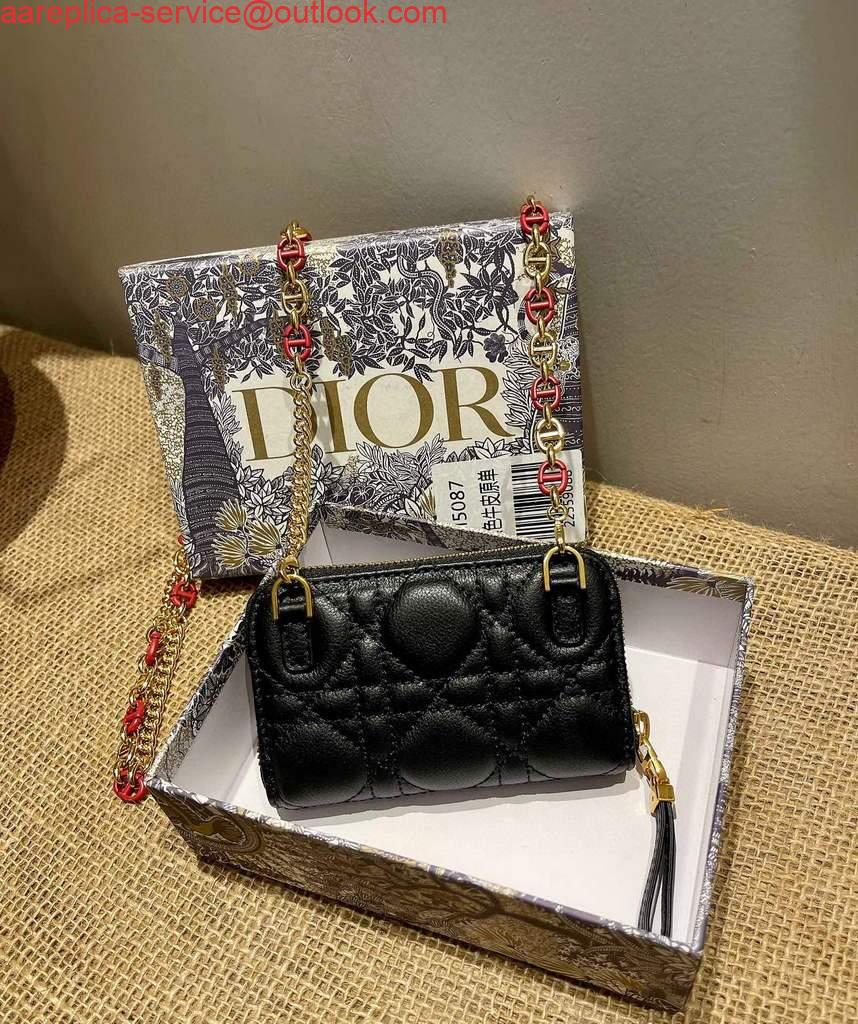 Replica Dior Caro Mini zipper clutch 5087 Black 5 Replica Dior Caro Mini zipper clutch 5087 Black 5
