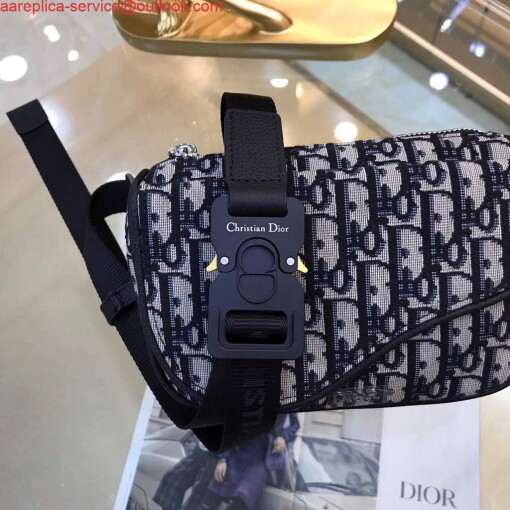 Replica Dior 1ADPO223 Saddle Belt Bag Dior Oblique Galaxy Leather Black and Beige 5