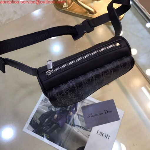 Replica Dior 1ADPO223 Saddle Belt Bag Dior Oblique Galaxy Leather Black 3