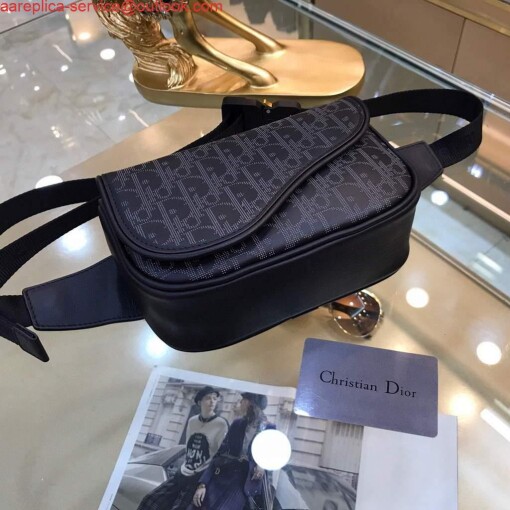 Replica Dior 1ADPO223 Saddle Belt Bag Dior Oblique Galaxy Leather Black 5