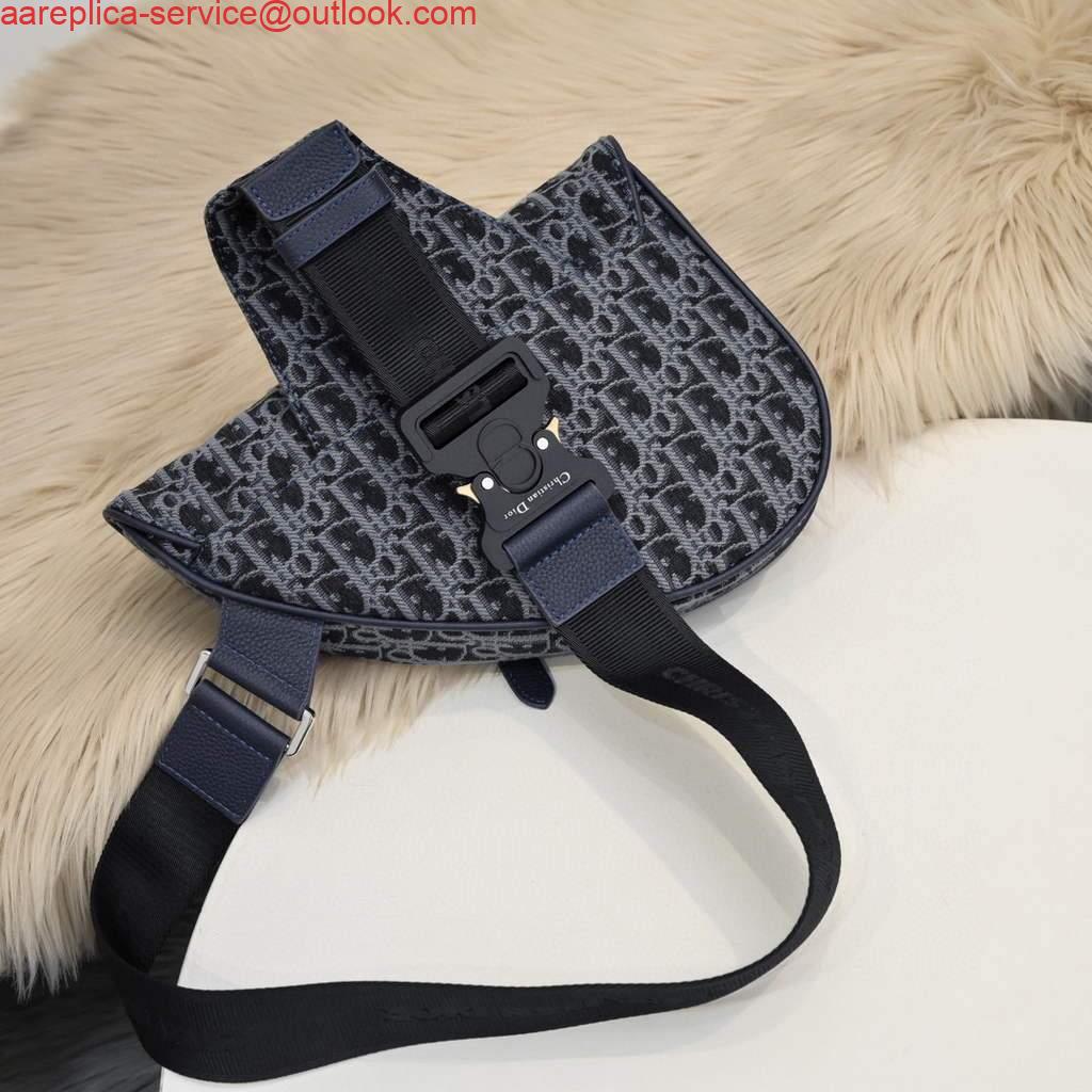 Replica Dior 1ADPO093 Saddle Men Bag Dior Oblique Jacquard Blue 2 Replica Dior 1ADPO093 Saddle Men Bag Dior Oblique Jacquard Blue 2