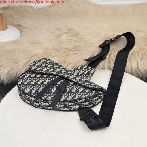 Replica Dior 1ADPO093 Saddle Men Bag Dior Oblique Jacquard Black With Beige 3